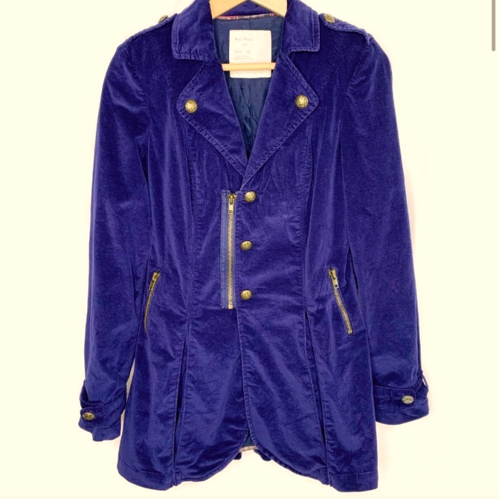 Free People Velvet Trench miltary jacket coat
